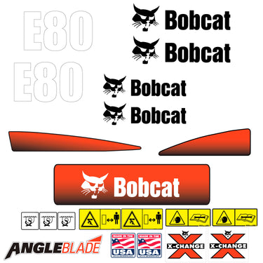FITS E80 BOBCAT EXCAVATOR REPLACEMENT DECAL STICKERS - OUTDOOR DURABLE LAMINATED
